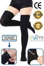 Diz Üstü Variss Çorabı Orta Basınç Burnu Kapalı (SİYAH RENK) (ÇİFT BACAK)