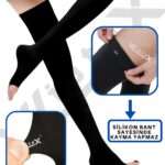 Diz Üstü Çorabı Burnu Açık (siyah Renk) Orta Basınç Ccl2(çift Bacak)