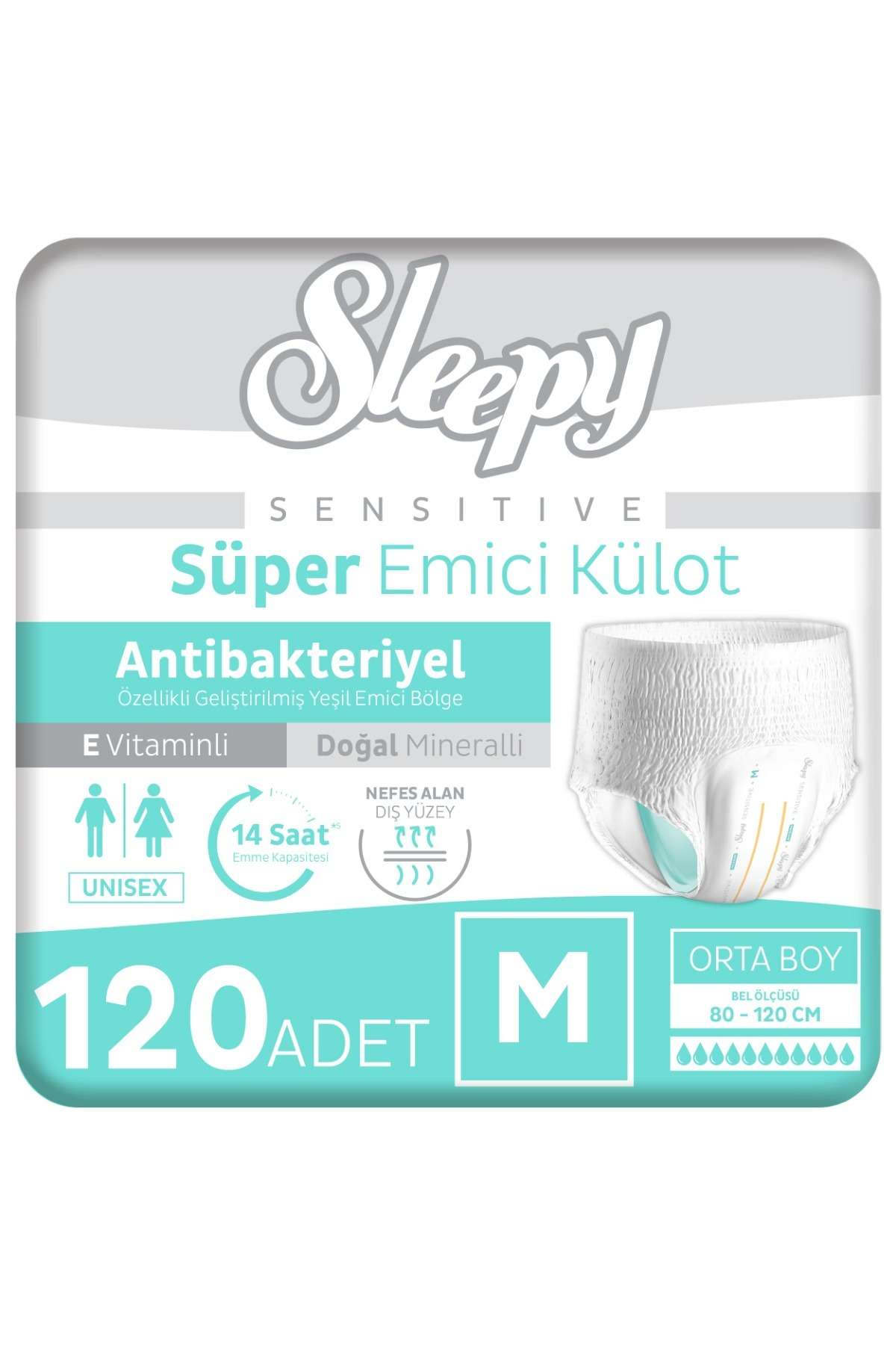 Sensitive Antibakteriyel Emici Külot Medium 30x4 120 Adet