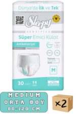 Külotlu Yetişkin Hasta Bezi Medium Beden 60 Adet (2Paket)