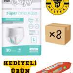 Külotlu Yetişkin Hasta Bezi Large Beden 240 Adet (8Paket) (HEDİYELİ)